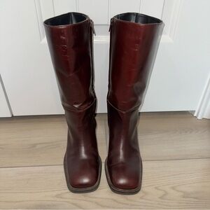 Burgundy Leather Boots